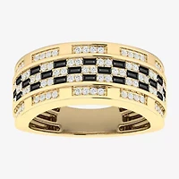(Black / I3) Mens 1 CT. T.W. Natural Black Diamond 10K Gold Band