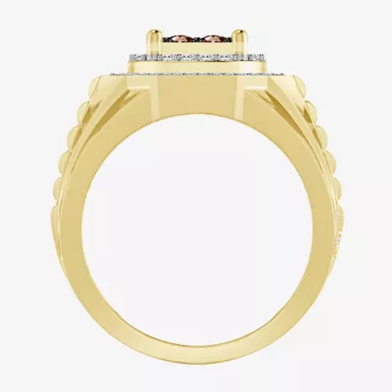 (Brown / I3) Mens 3/4 CT. T.W. Natural Champagne Diamond 10K Gold Cocktail Ring