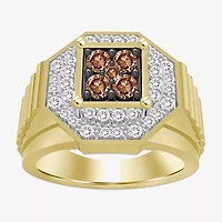 (Brown / I3) Mens 3/4 CT. T.W. Natural Champagne Diamond 10K Gold Cocktail Ring