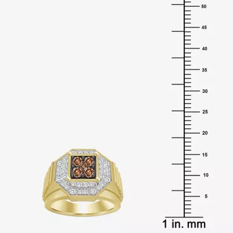 (Brown / I3) Mens 3/4 CT. T.W. Natural Champagne Diamond 10K Gold Cocktail Ring