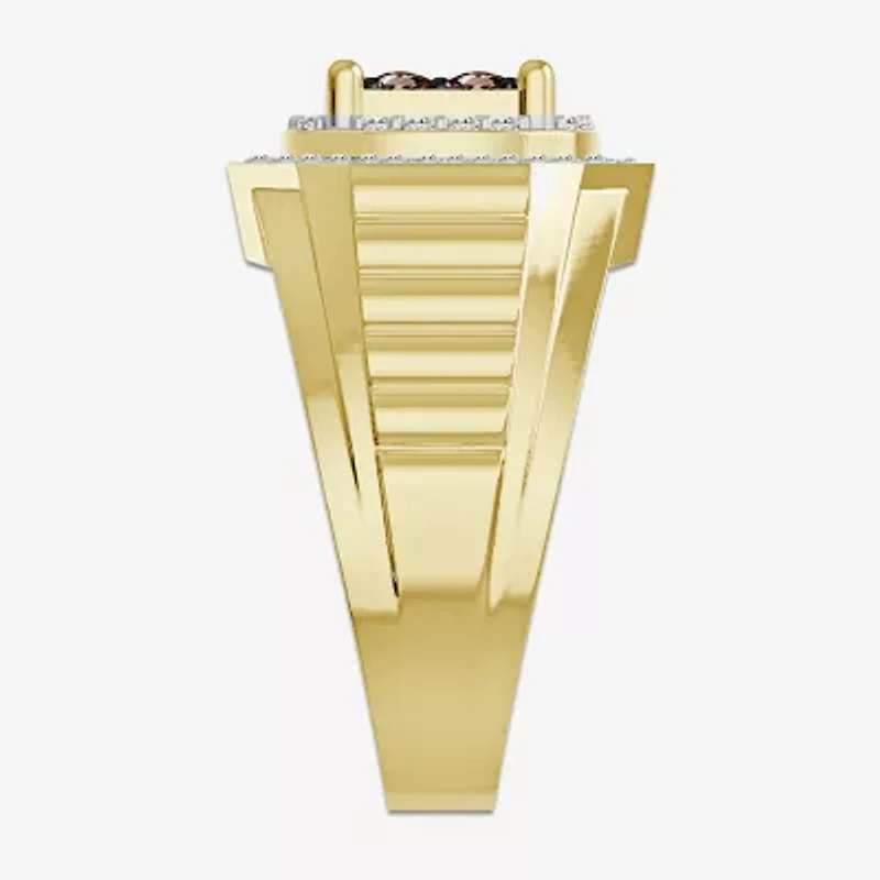 (Brown / I3) Mens 3/4 CT. T.W. Natural Champagne Diamond 10K Gold Cocktail Ring