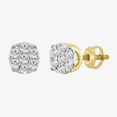 (J / I3) 1/4 CT. T.W. Natural White Diamond 10K Gold 5.3mm Oval Stud Earrings