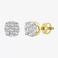 (J / I3) 1/4 CT. T.W. Natural White Diamond 10K Gold 5.3mm Oval Stud Earrings