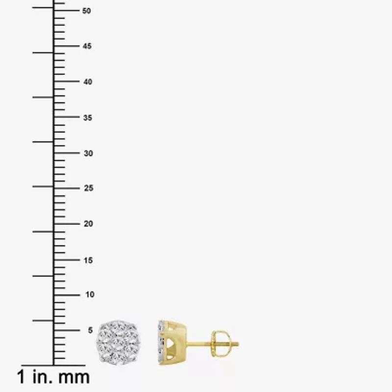 (J / I3) 1/4 CT. T.W. Natural White Diamond 10K Gold 5.3mm Oval Stud Earrings