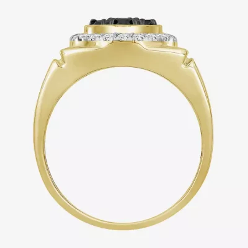 Black / I3) Mens 1 1/ CT. T.W. Natural Black Diamond 10K Gold Cocktail Ring