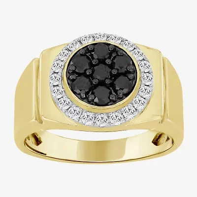 Black / I3) Mens 1 1/ CT. T.W. Natural Black Diamond 10K Gold Cocktail Ring