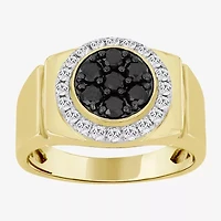 Black / I3) Mens 1 1/ CT. T.W. Natural Black Diamond 10K Gold Cocktail Ring