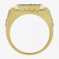 (Black / I3) Mens 1 1/2 CT. T.W. Natural Black Diamond 10K Gold Cocktail Ring