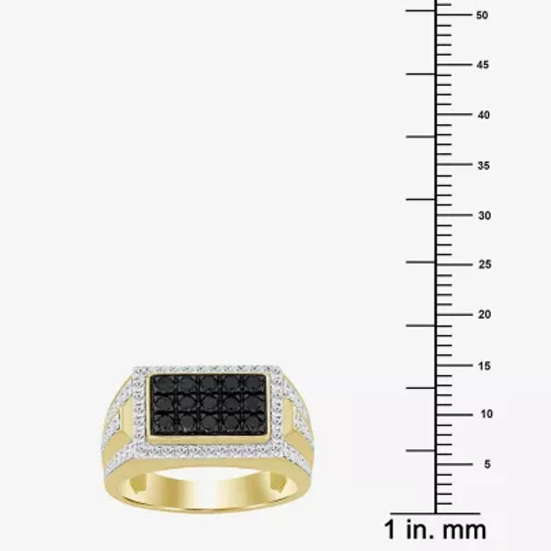 (Black / I3) Mens 1 1/2 CT. T.W. Natural Black Diamond 10K Gold Cocktail Ring