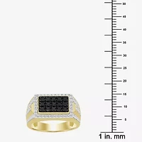 (Black / I3) Mens 1 1/2 CT. T.W. Natural Black Diamond 10K Gold Cocktail Ring