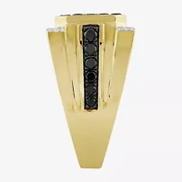 (Black / I3) Mens 1 1/2 CT. T.W. Natural Black Diamond 10K Gold Cocktail Ring
