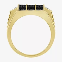 (Black / I3) Mens 1 CT. T.W. Natural Black Diamond 10K Gold Cocktail Ring
