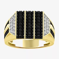(Black / I3) Mens 1 CT. T.W. Natural Black Diamond 10K Gold Cocktail Ring