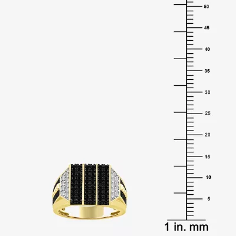 (Black / I3) Mens 1 CT. T.W. Natural Black Diamond 10K Gold Cocktail Ring