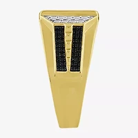 (Black / I3) Mens 1 CT. T.W. Natural Black Diamond 10K Gold Cocktail Ring