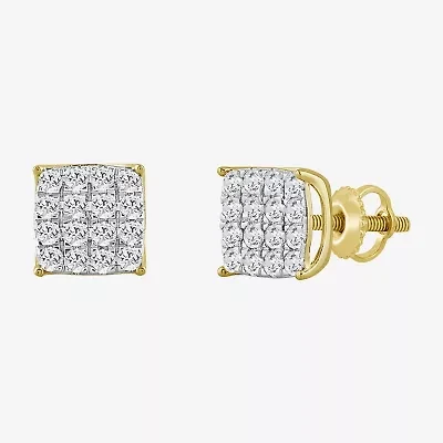 (J / I3) 3/4 CT. T.W. Natural White Diamond 10K Gold 8.1mm Stud Earrings