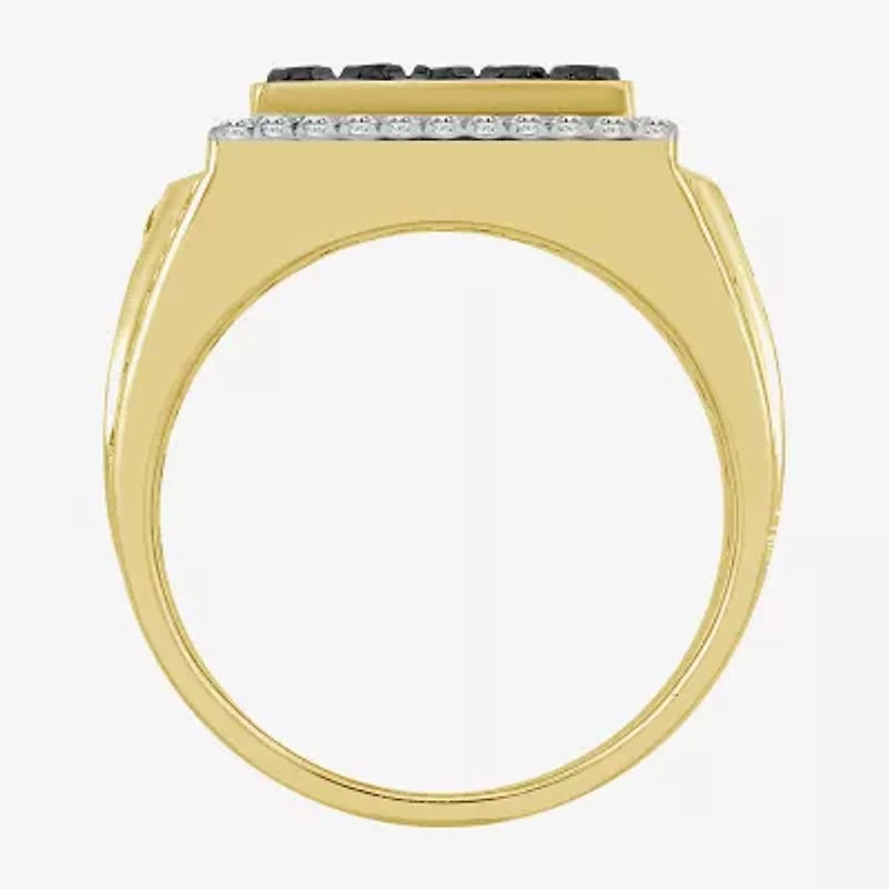 Black / I3) Mens 1/4 CT. T.W. Natural Black Diamond 10K Gold Cocktail Ring