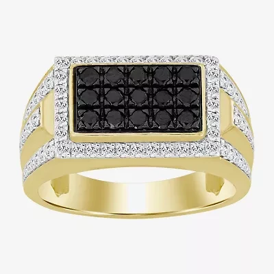 Black / I3) Mens 1/4 CT. T.W. Natural Black Diamond 10K Gold Cocktail Ring