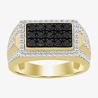 Black / I3) Mens 1/4 CT. T.W. Natural Black Diamond 10K Gold Cocktail Ring
