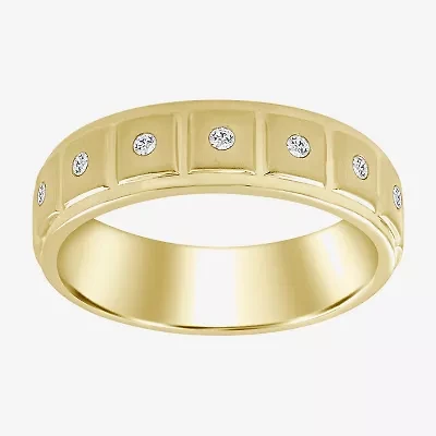 (J / I3) Mens 1/10 CT. T.W. Natural White Diamond 10K Gold Band