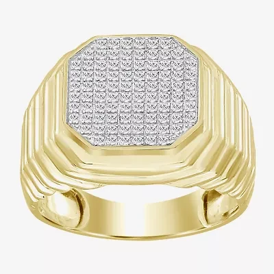 (J / I3) Mens 1/4 CT. T.W. Natural White Diamond 10K Gold Cocktail Ring