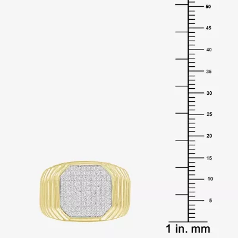 (J / I3) Mens 1/4 CT. T.W. Natural White Diamond 10K Gold Cocktail Ring
