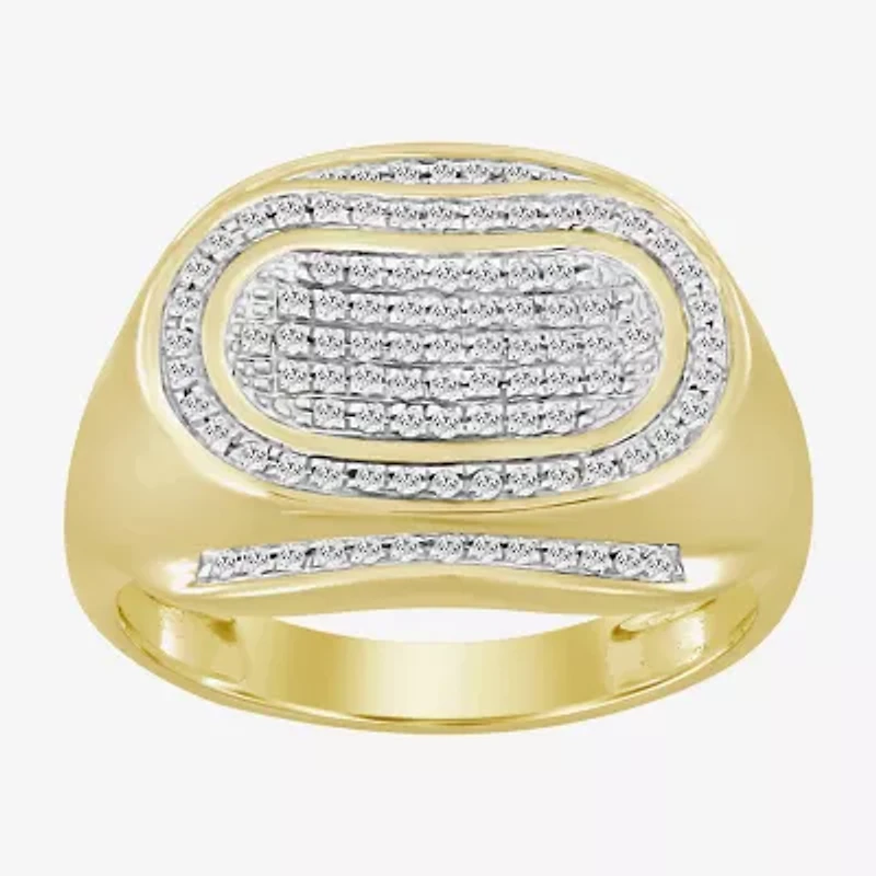 (J / I3) Mens 1/4 CT. T.W. Natural White Diamond 10K Gold Cocktail Ring