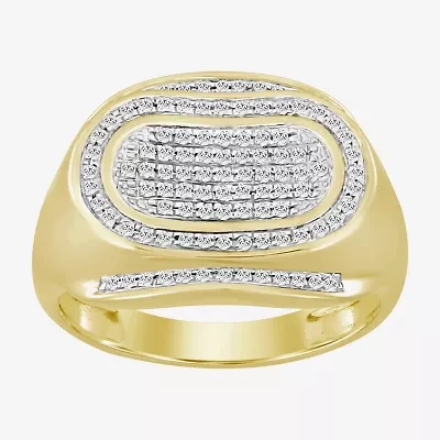 (J / I3) Mens 1/4 CT. T.W. Natural White Diamond 10K Gold Cocktail Ring