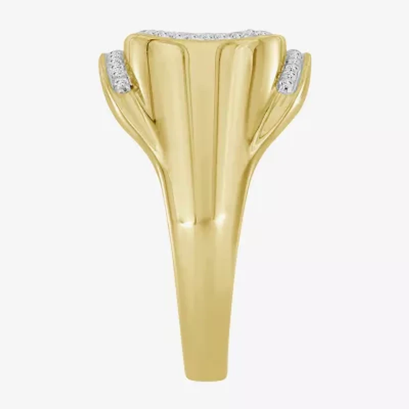 (J / I3) Mens 1/4 CT. T.W. Natural White Diamond 10K Gold Cocktail Ring