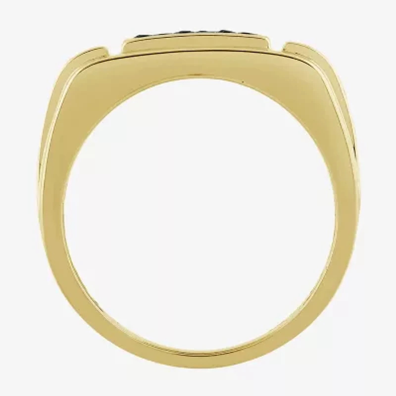 (Black / I3) Mens 1/4 CT. T.W. Natural Black Diamond 10K Gold Cocktail Ring