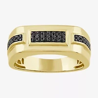 (Black / I3) Mens 1/4 CT. T.W. Natural Black Diamond 10K Gold Cocktail Ring