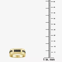 (Black / I3) Mens 1/4 CT. T.W. Natural Black Diamond 10K Gold Cocktail Ring