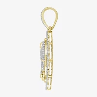 J / I3) Mens 1/5 CT. Natural White Diamond 10K Gold Pendant