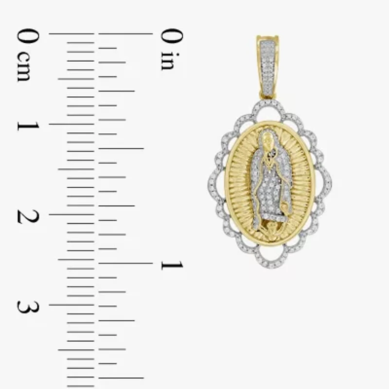 J / I3) Mens 1/5 CT. Natural White Diamond 10K Gold Pendant