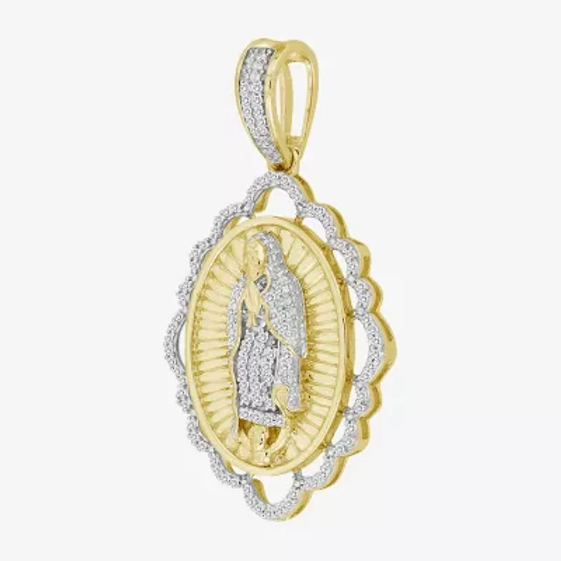 J / I3) Mens 1/5 CT. Natural White Diamond 10K Gold Pendant