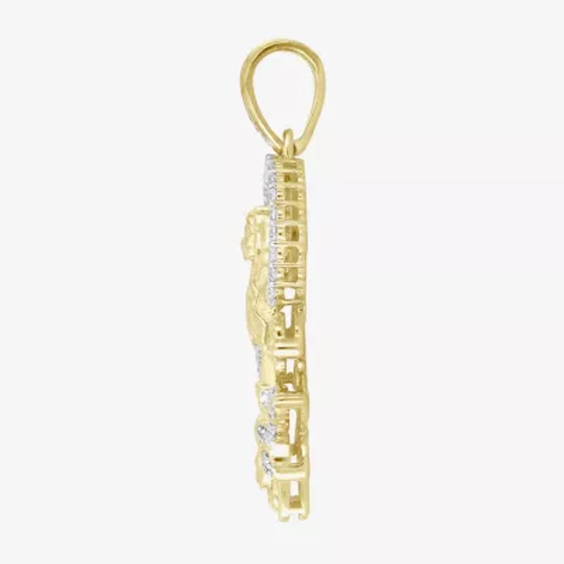 (J / I3) Mens 1/3 CT. T.W. Natural White Diamond 10K Gold Pendant