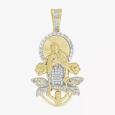 (J / I3) Mens 1/3 CT. T.W. Natural White Diamond 10K Gold Pendant