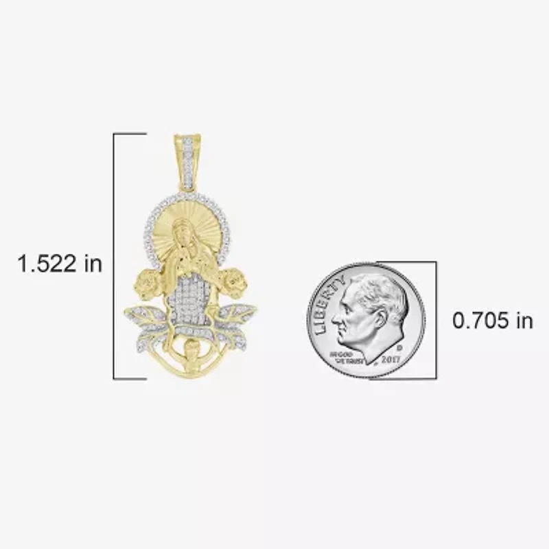 (J / I3) Mens 1/3 CT. T.W. Natural White Diamond 10K Gold Pendant
