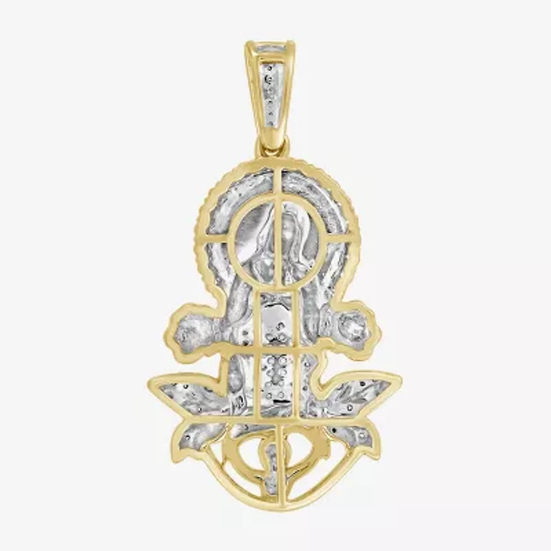 (J / I3) Mens 1/3 CT. T.W. Natural White Diamond 10K Gold Pendant