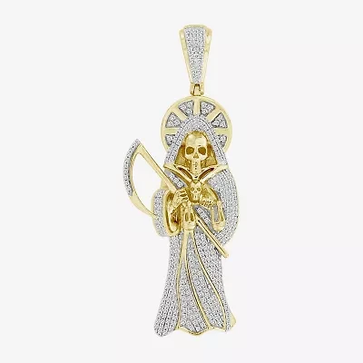 (J / I3) Mens 1/2 CT. T.W. Natural White Diamond 10K Gold Pendant