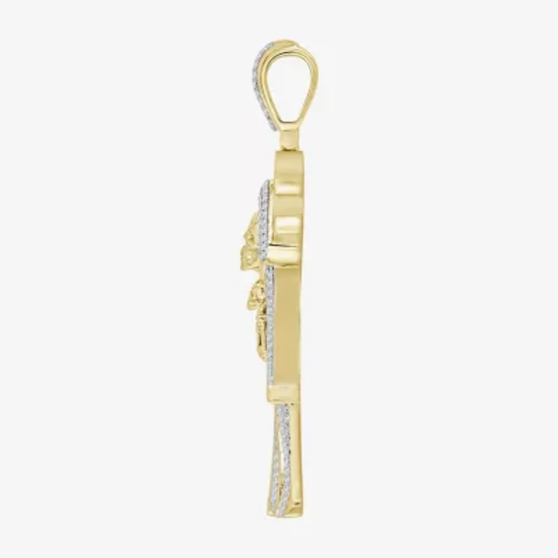 (J / I3) Mens 1/2 CT. T.W. Natural White Diamond 10K Gold Pendant