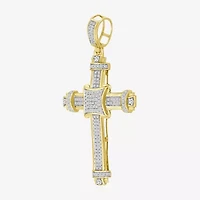 Cross (J / I3) Mens 1/2 CT. T.W. Natural White Diamond 10K Gold Cross Pendant