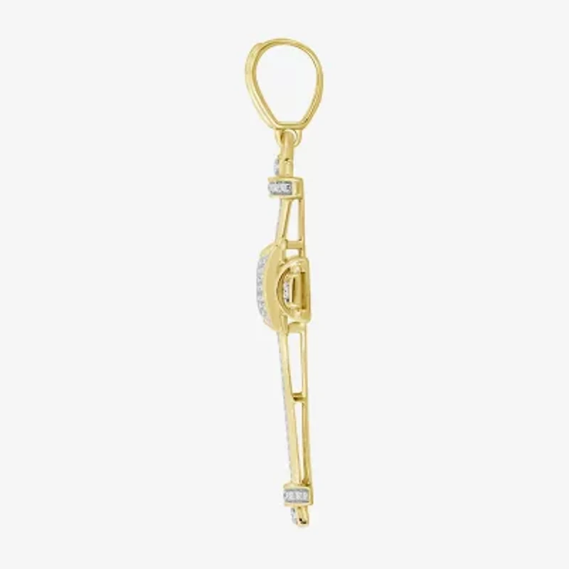 Cross (J / I3) Mens 1/2 CT. T.W. Natural White Diamond 10K Gold Cross Pendant