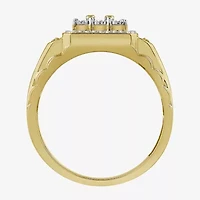 (J / I3) Mens 1/3 CT. T.W. Natural White Diamond 10K Gold Cushion Cocktail Ring