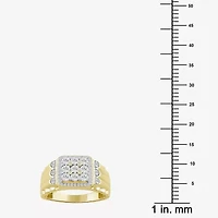 (J / I3) Mens 1/3 CT. T.W. Natural White Diamond 10K Gold Cushion Cocktail Ring