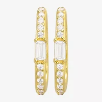 Gold Addiction Womens Cubic Zirconia 10K Gold Hoop Earrings