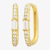 Gold Addiction Womens Cubic Zirconia 10K Gold Hoop Earrings