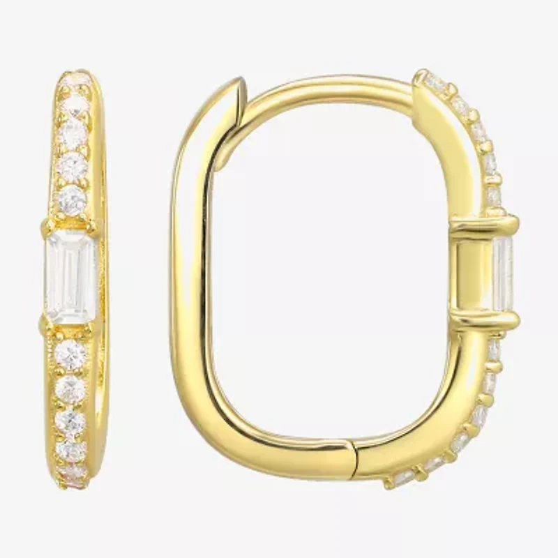 Gold Addiction Womens Cubic Zirconia 10K Gold Hoop Earrings