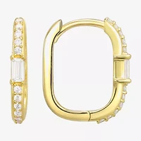 Gold Addiction Womens Cubic Zirconia 10K Gold Hoop Earrings