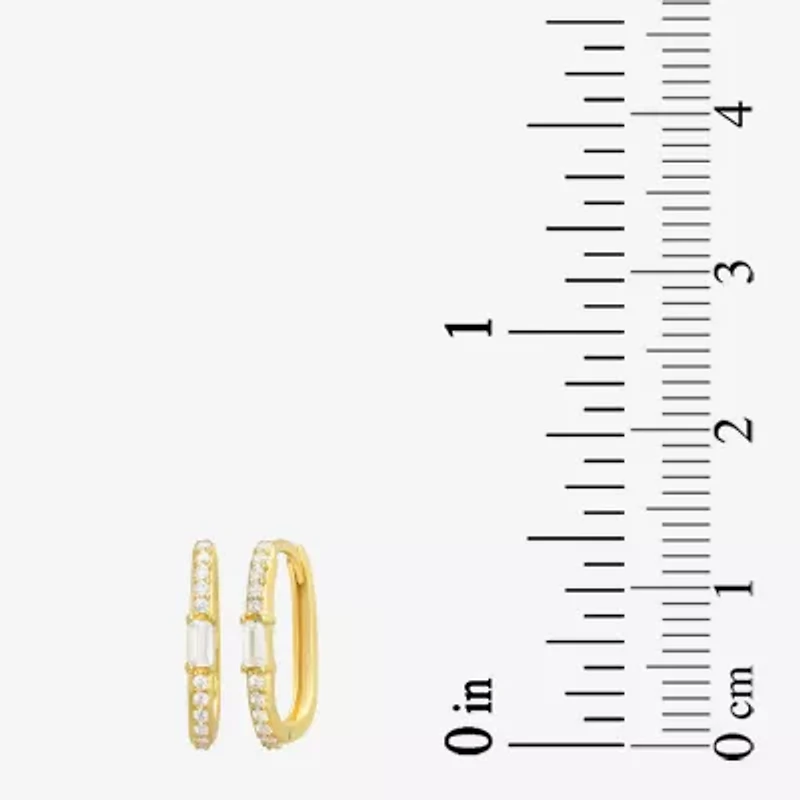 Gold Addiction Womens Cubic Zirconia 10K Gold Hoop Earrings